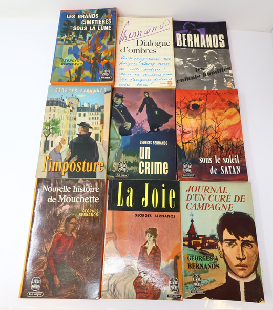 Georges Bernanos Lot 9 Livres Poche Dialogues d'Ombres/L'Imposture/Un Crime 60s