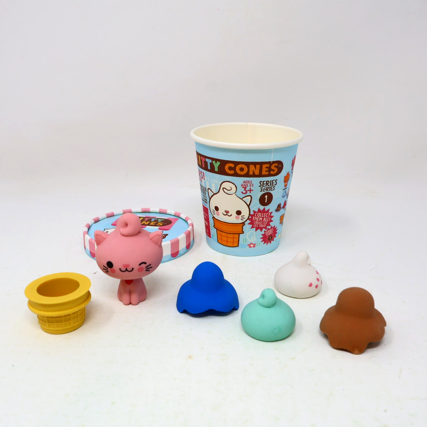 Kitty Cones Erasers Series 1 Miyu Pink Ice Cream with Box 4 Toppings 1 Cone