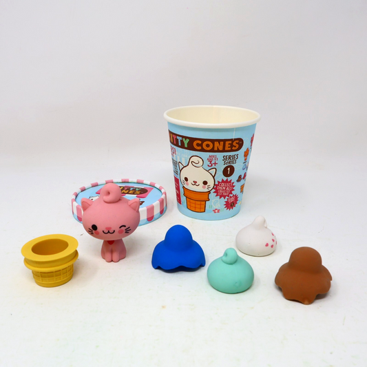 Kitty Cones Erasers Series 1 Miyu Pink Ice Cream with Box 4 Toppings 1 Cone
