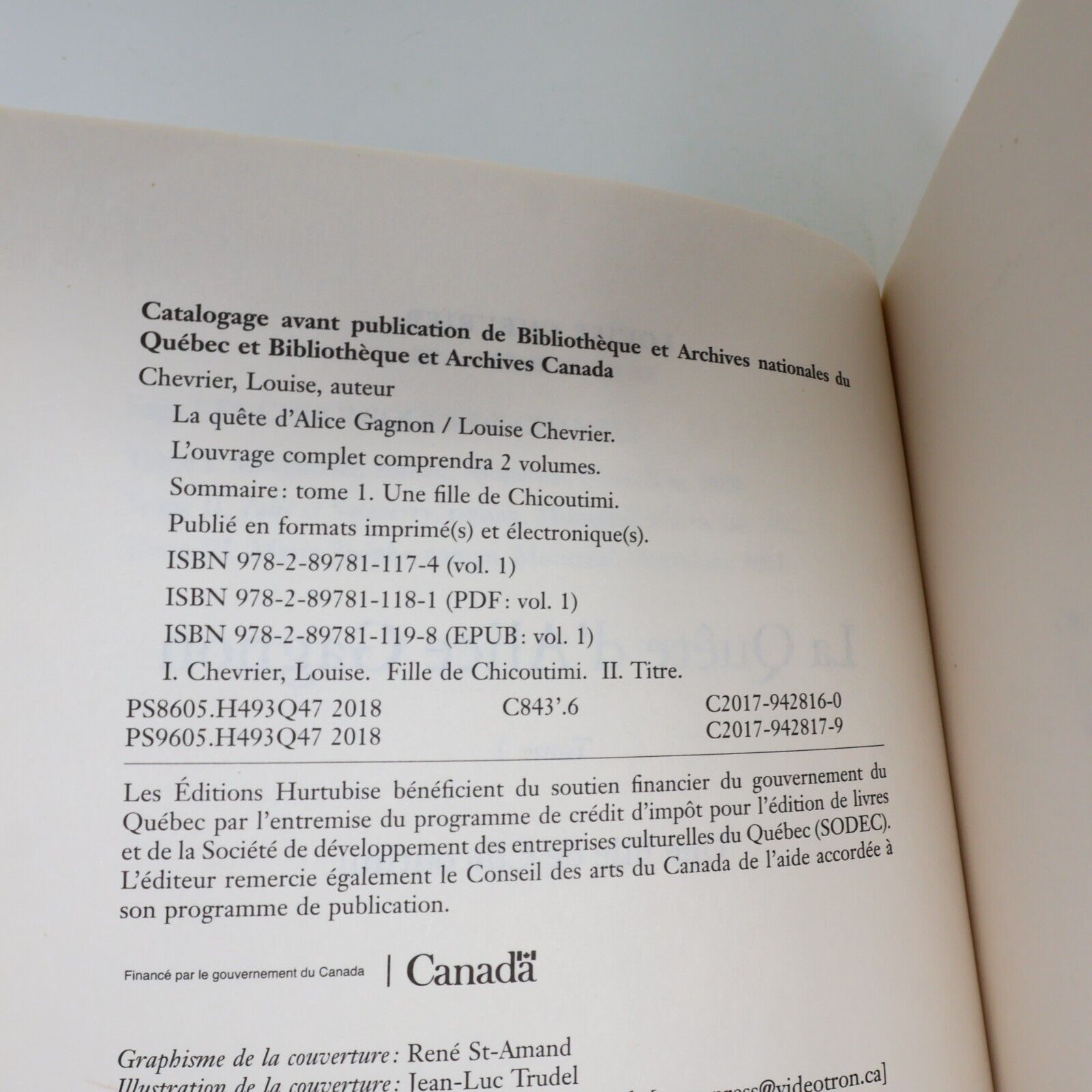 La Quête d'Alice Gagnon #1 Une Fille de Chicoutimi Louise Chevrier 2018 Français