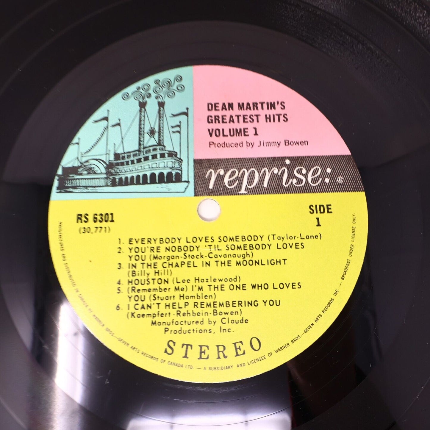 Dean Martin's Greatest Hits! Vol. 1 LP Record Vinyl 1968 Reprise Canada RS 6301