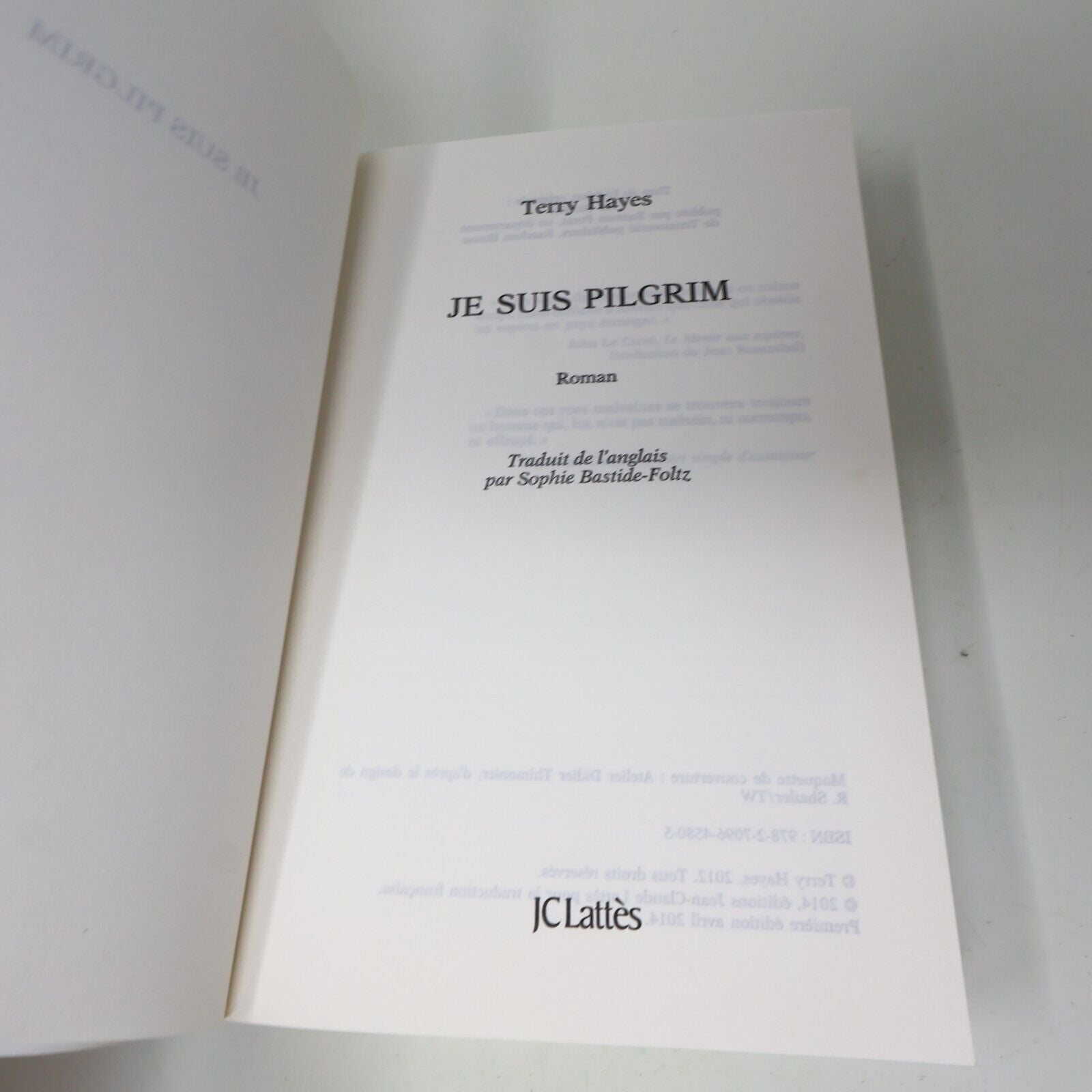 2014 Je Suis Pilgrim Terry Hayes Roman Policier Espionnage Thriller Jc Lattès PB