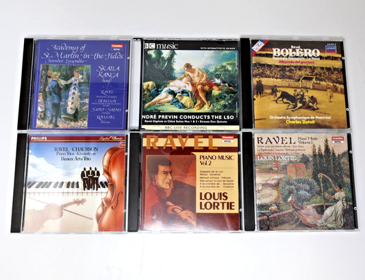 Ravel 6 CD Lot Louis Lortie/Charles Dutoit/André Prévin Piano Music #1-2/Bolero