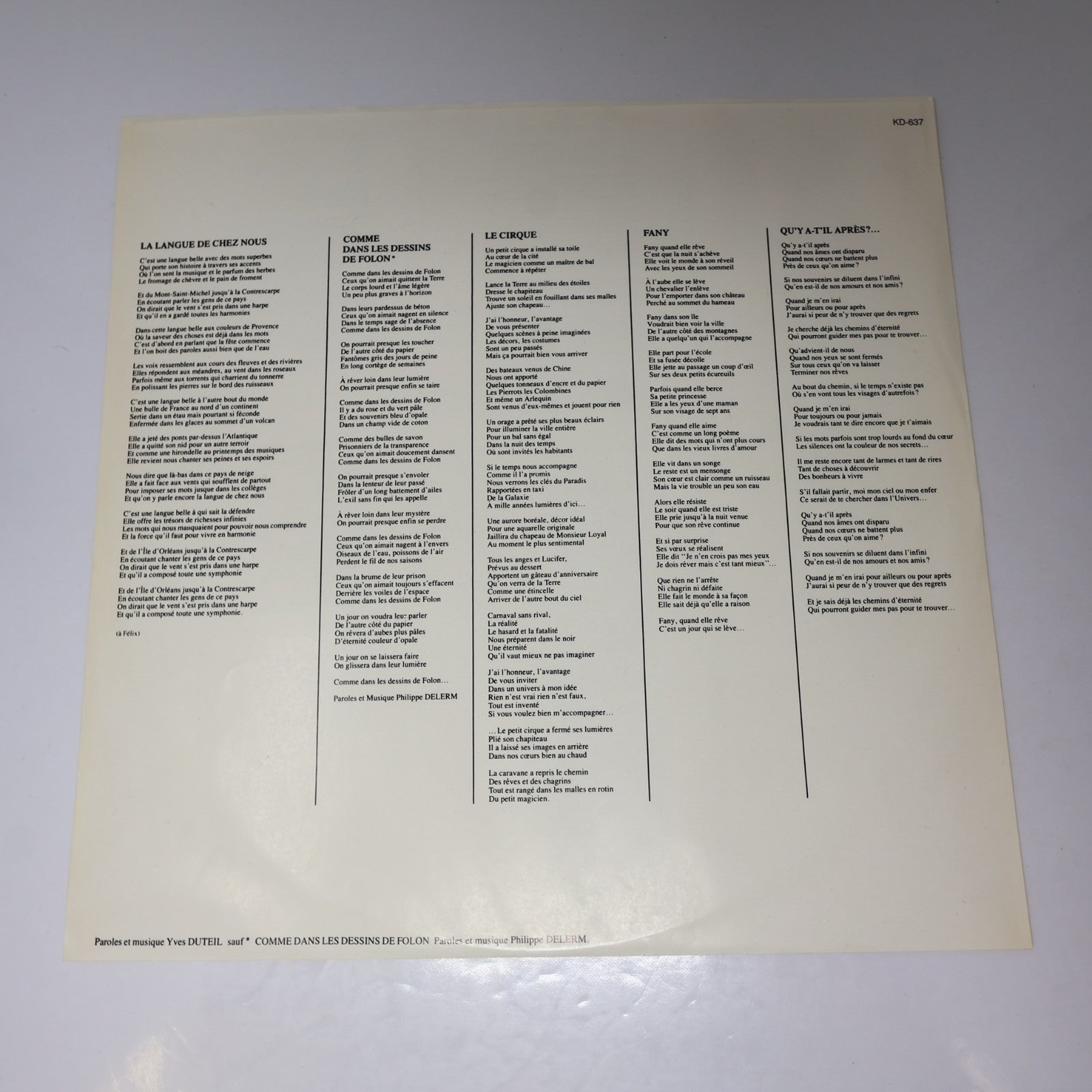 Yves Duteil Lot 2 Disques La Langue De Chez Nous/Prendre un Enfant par la Main