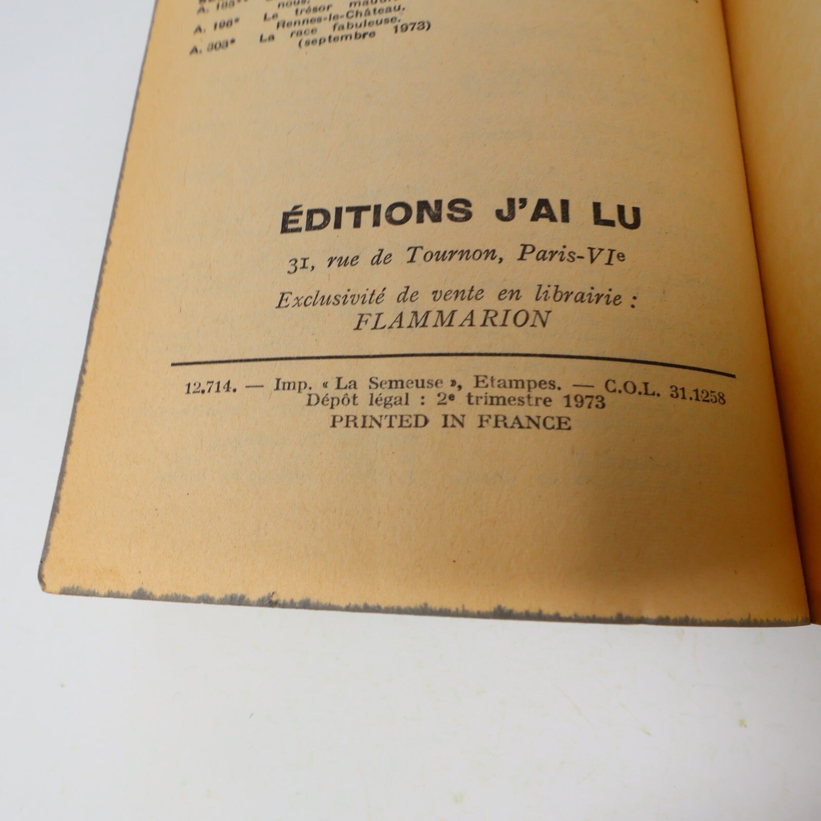 1973 Bilbo le Hobbit J.R.R. Tolkien Fantasy LOTR J'ai Lu Français Livre 70s PB