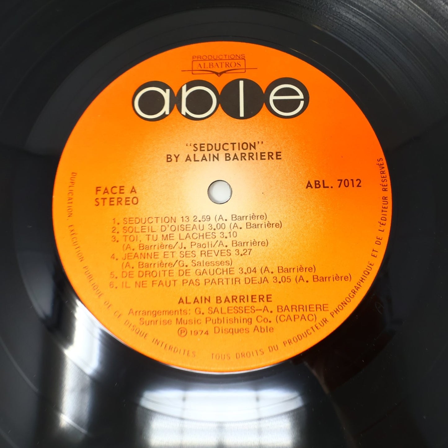 Alain Barriere Lot 10 Disques LP Record Sérénade et Tragédie/Amoco/Seduction