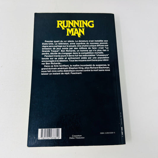 1988 Stephen King Richard Bachman Running Man Albin Michel Français Paperback PB