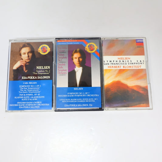 Carl Nielsen 3 Cassettes Lot Symphonies #1-3 Esa-Pekka Salonen/Herbert Blomstedt