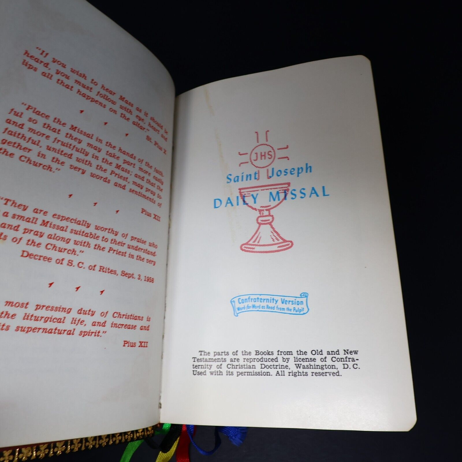 1964 Saint Joseph Daily Missal Religion Confraternity Version Book PB 60s