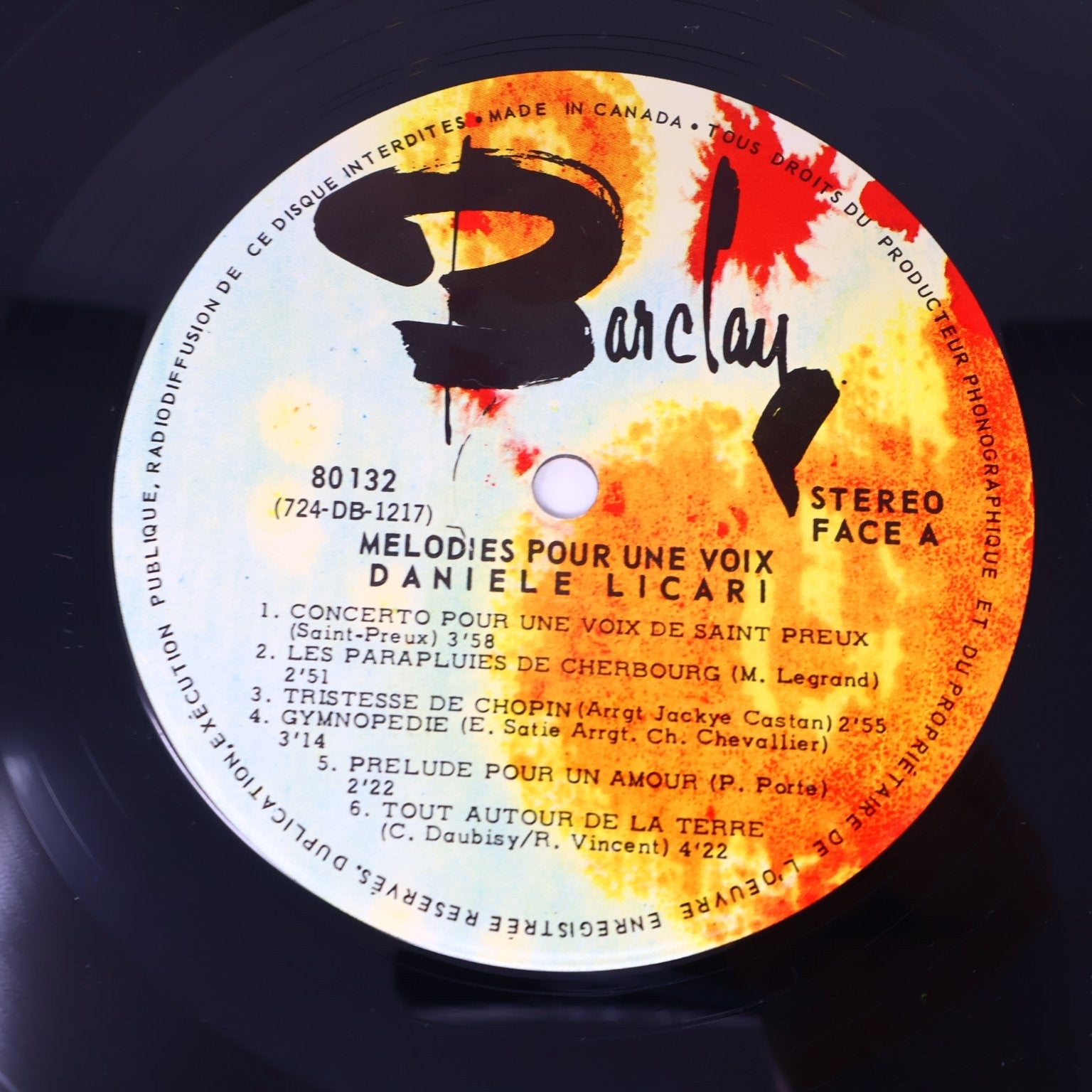 Danielle Licari - Melodies Pour Une Voix LP Record 1969 Barclay Vocal Jazz 80132