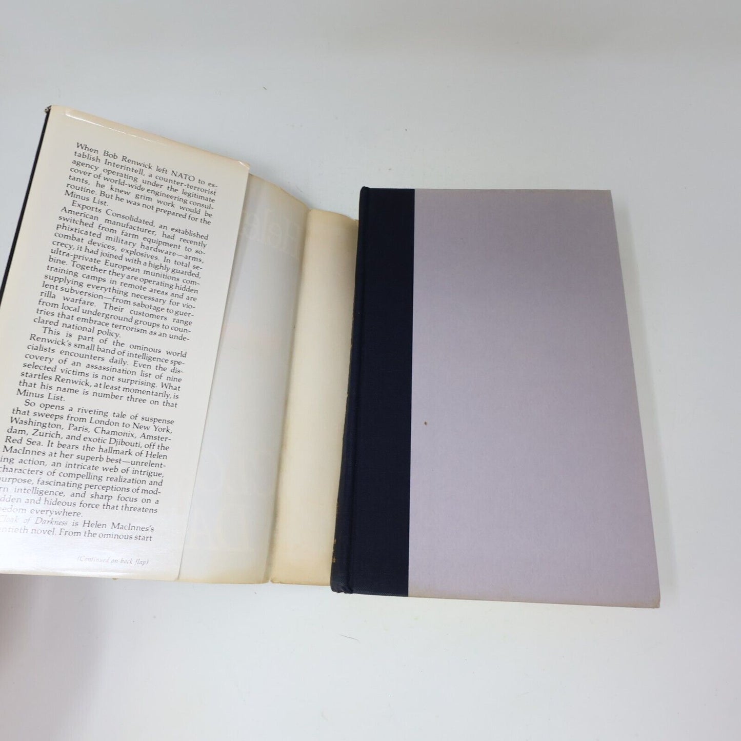 1982 Cloak of Darkness Helen Macinnes Thriller Mystery Espionage Harcourt Book