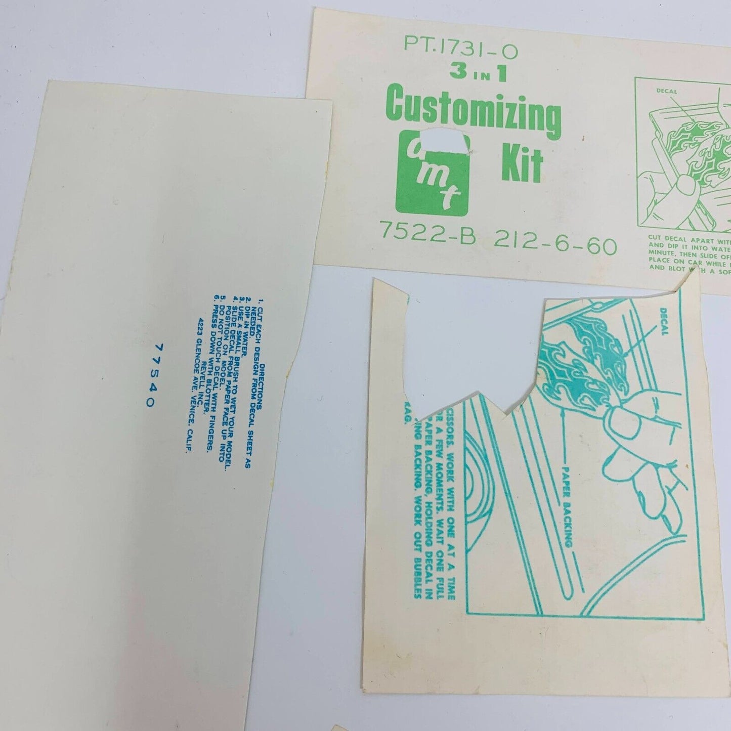 Mixed Lot of Die Cut Decal Sheets for AMT & Others Cars Planes 60-90s Model Kits