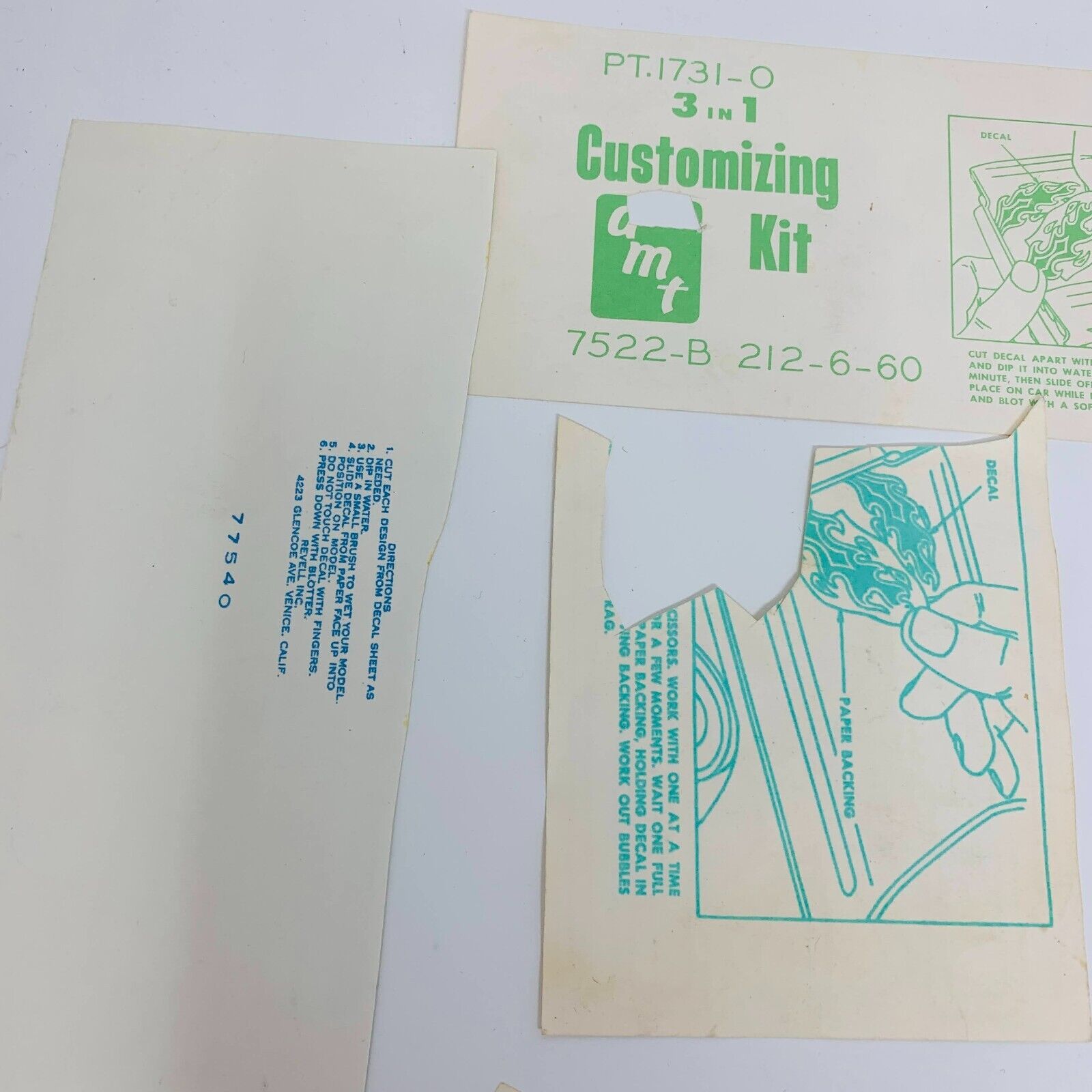 Mixed Lot of Die Cut Decal Sheets for AMT & Others Cars Planes 60-90s Model Kits