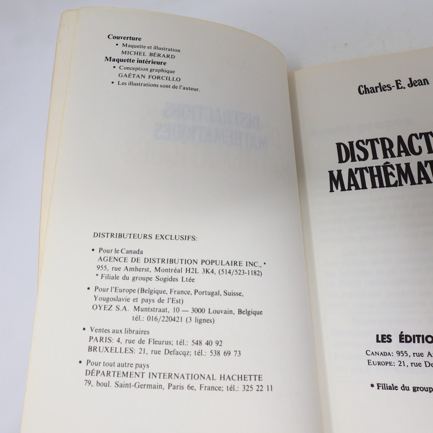 1977 Distractions Mathématiques Charles-E. Jean De L'homme Jeux Loisirs Français