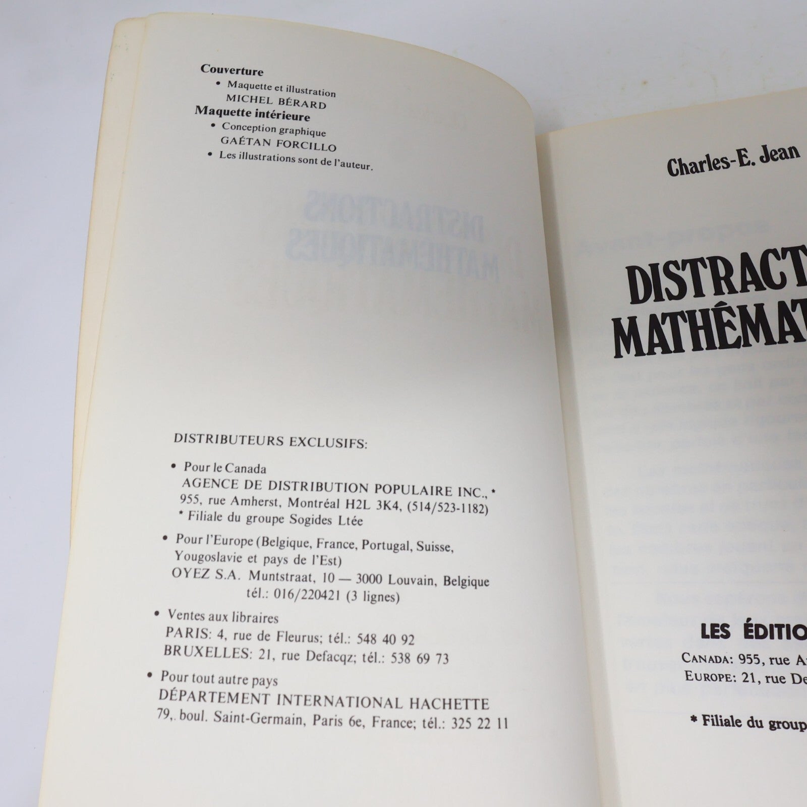 1977 Distractions Mathématiques Charles-E. Jean De L'homme Jeux Loisirs Français