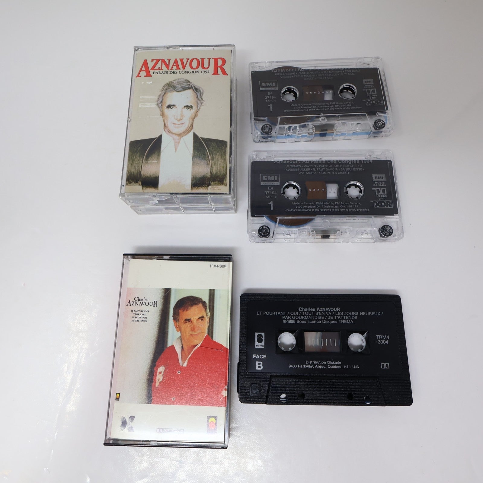 Aznavour Lot 6 Cassettes Plus Bleu/Toi et Moi/Chansons d'Or/Palais des congrès