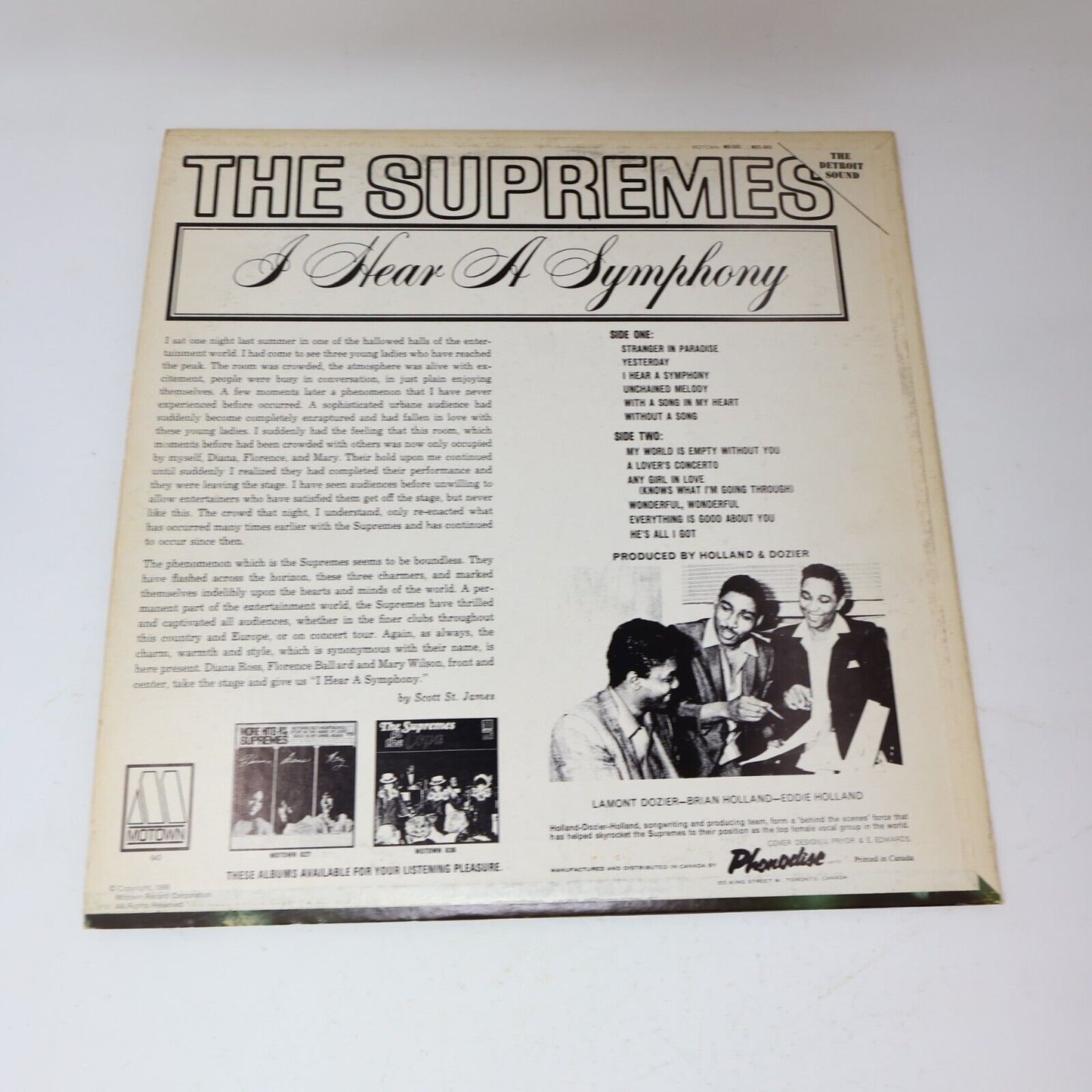 The Supremes I Hear A Symphony LP Record Vinyl MOS-643 Canada 1966 Funk Soul 60s