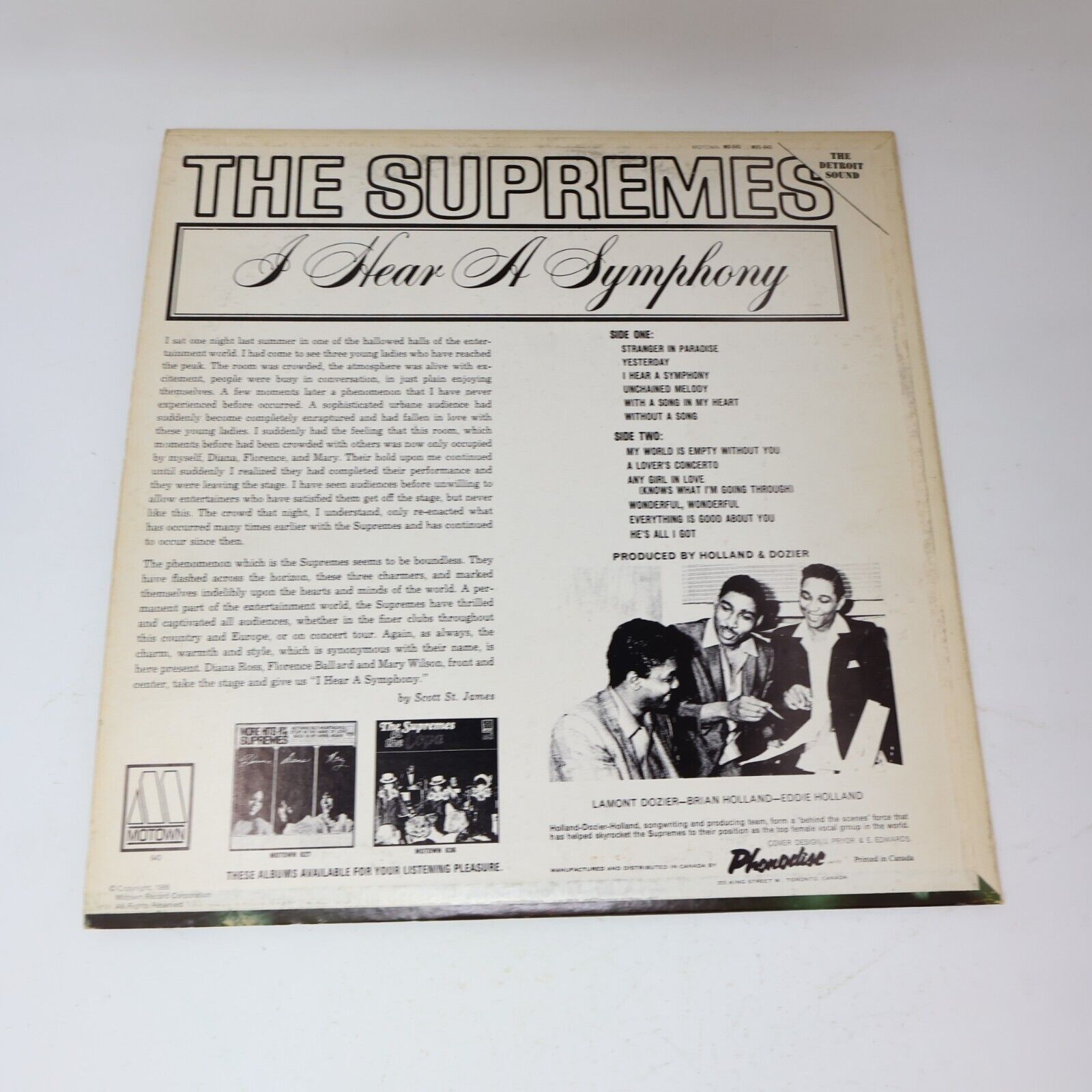 The Supremes I Hear A Symphony LP Record Vinyl MOS-643 Canada 1966 Funk Soul 60s