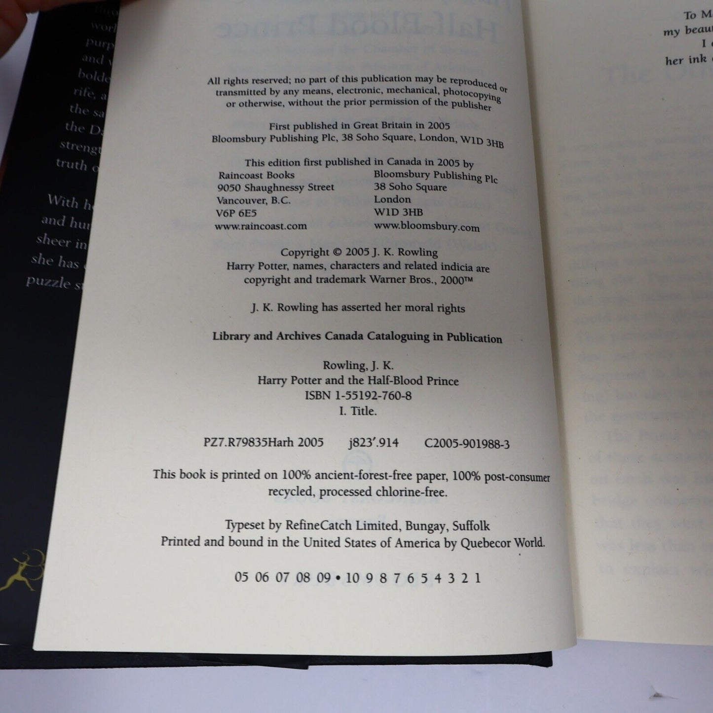 2005 Harry Potter and the Half-Blood Prince by J. K. Rowling Fantasy Black Cover