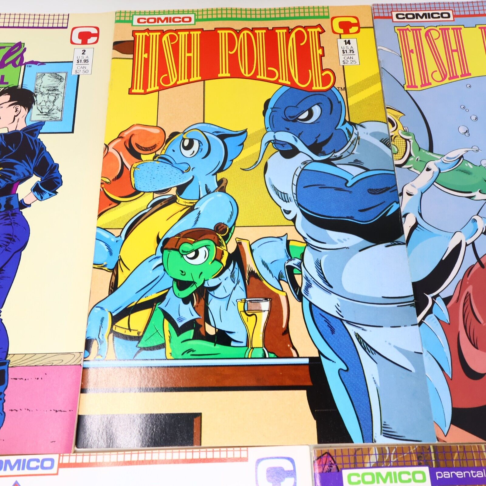 Lot of 5 Mixed Comico Comics Grendel Justice Machine Fish Police 1988-89 80s