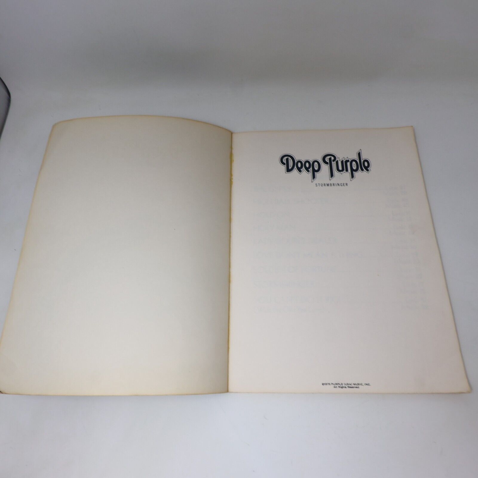 1975 Stormbringer Songbook Deep Purple Warner Bros Paperback Music Guitar 70s PB