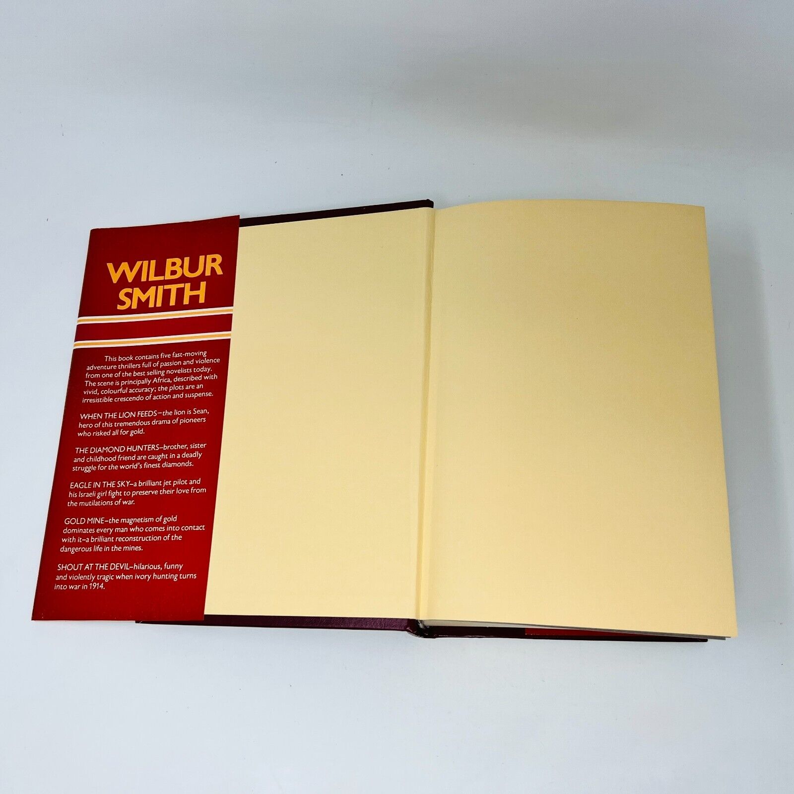 1984 Wilbur Smith Omnibus Book When The Lion Feeds/Diamond Hunters Hardcover DJ