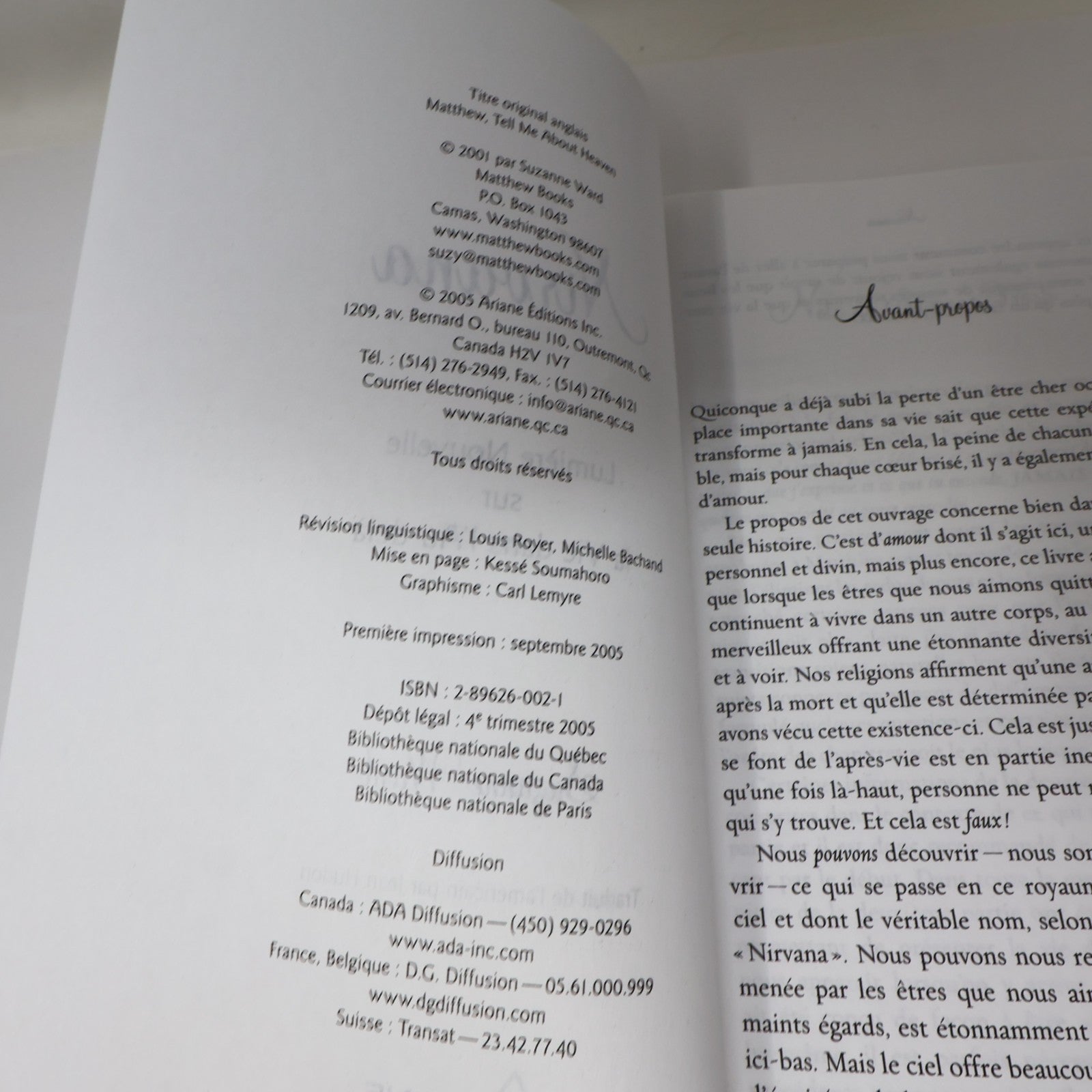 Nirvana Lumière Nouvelle sur la Vie dans l'Au-Delà Suzanne Ward Arianne 2005 PB