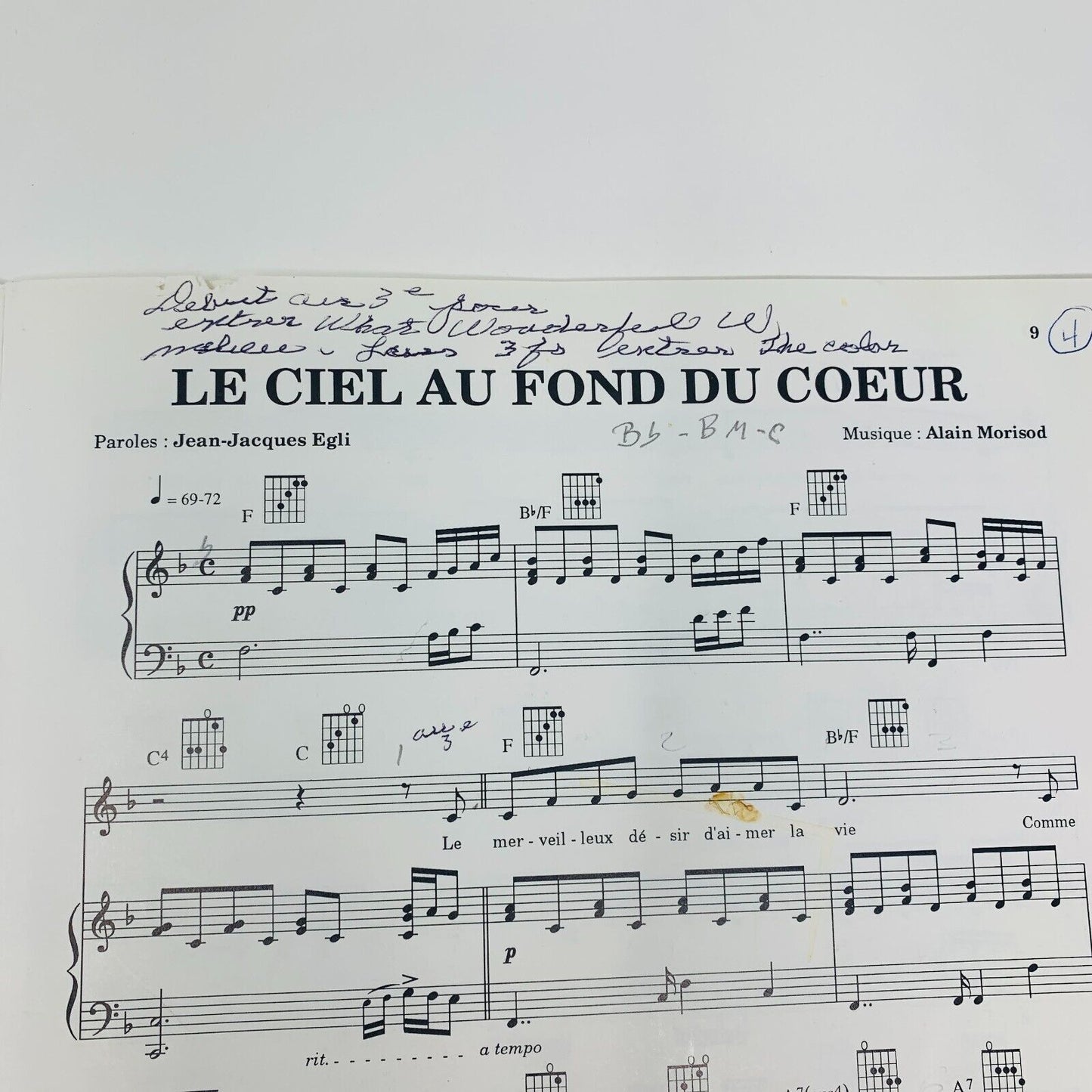 1994 Chansons de Tendresse et d'Amitié Alain Morisod Sweet People Partitions