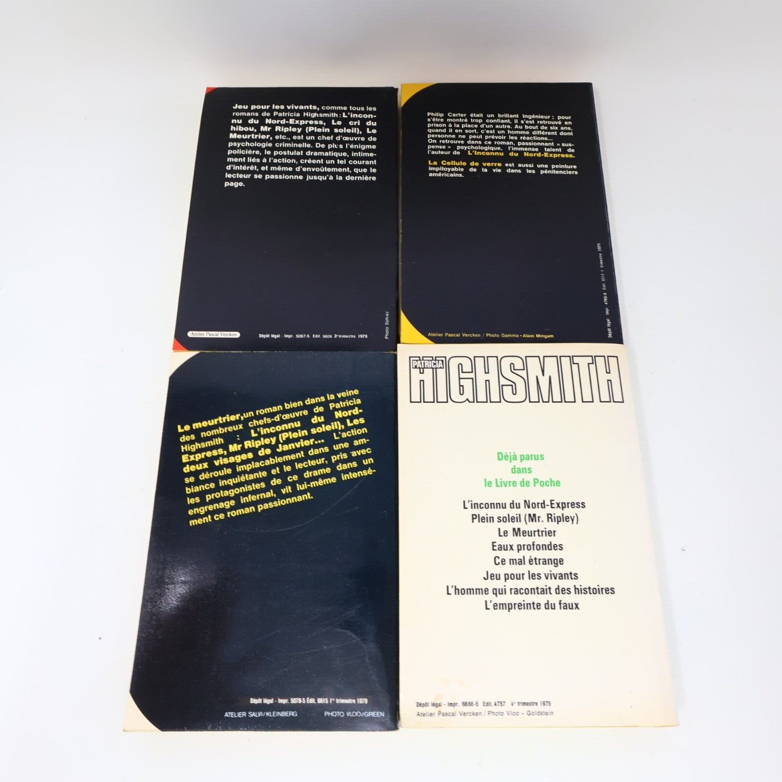 Lot 4 Patricia Highsmith Jeu pour les Vivants Cellule Verte Meurtrier Livres 70s