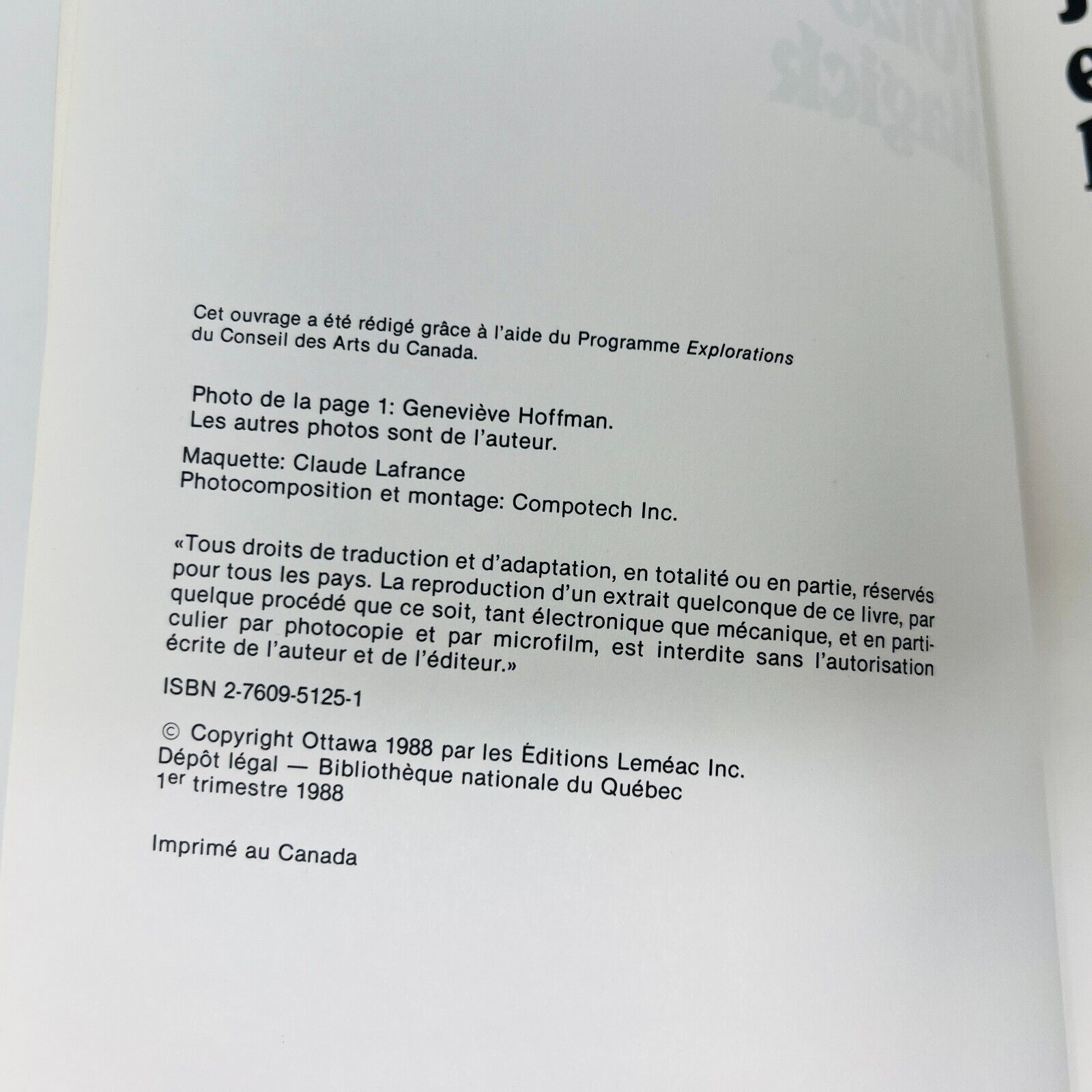 1988 Jean-Du-Sud et l'Oizo-Magick de Yves Gélinas Français Livre Leméac PB Book