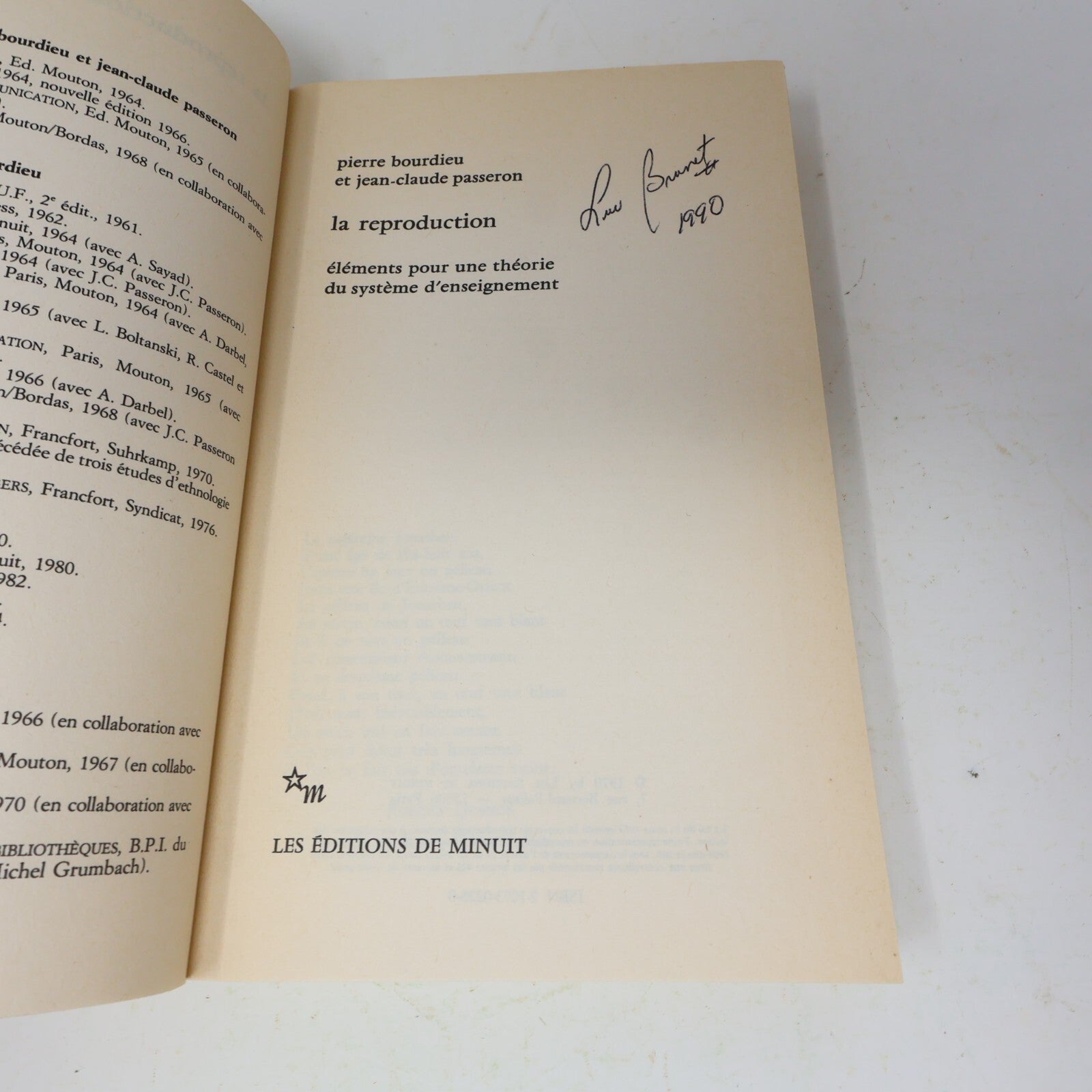 1987 La Reproduction Éléments pour une Théorie du Système d'Enseignement Minuit