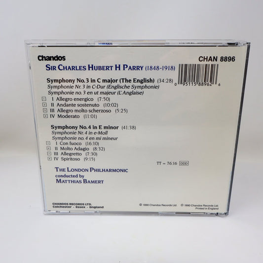 Parry Symphonies 3 & 4 CD 1990 Matthias Bamert Classical Chandos