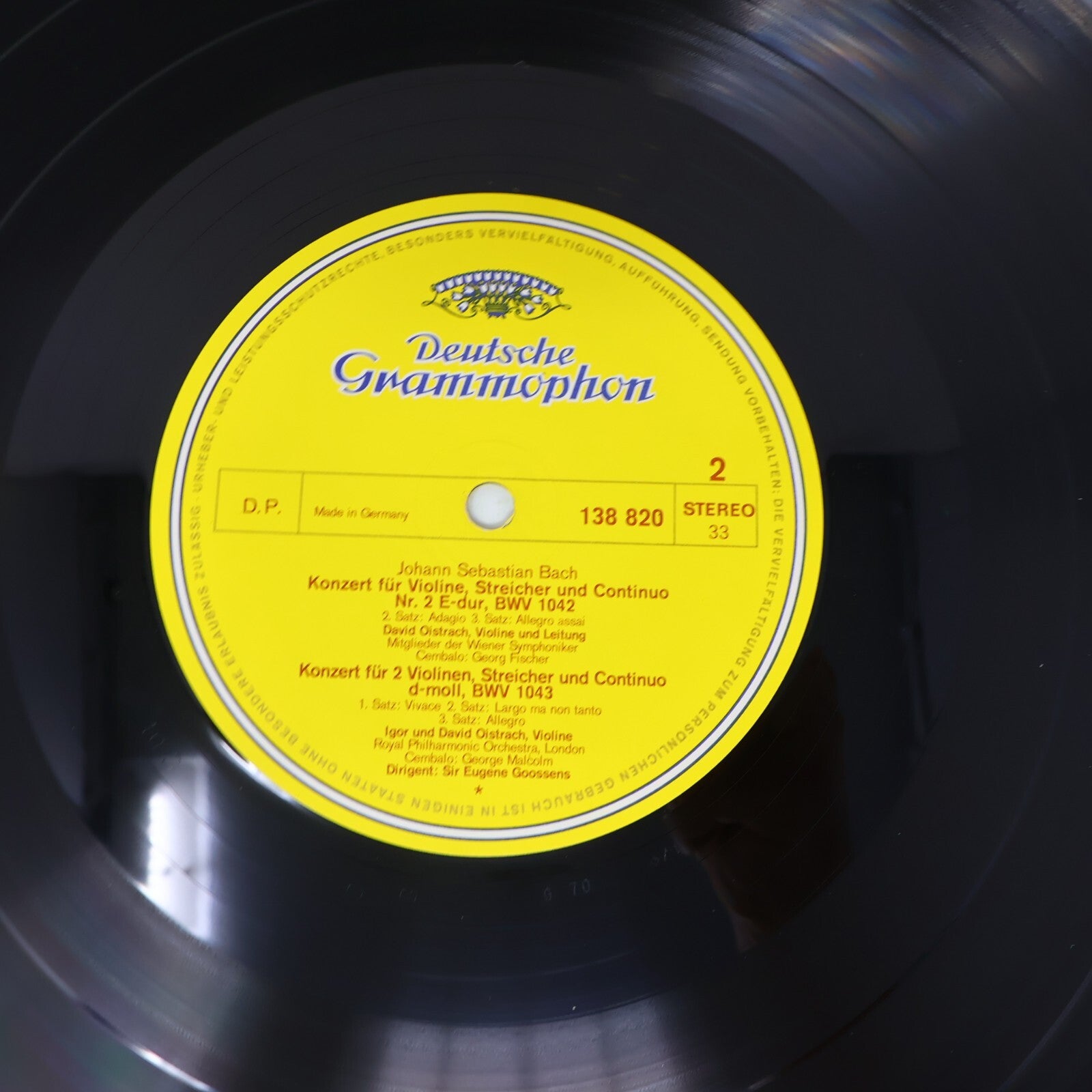 Bach David & Igor Oistrach Violinkonzerte / Für Zwei Violinen LP Record 138 820