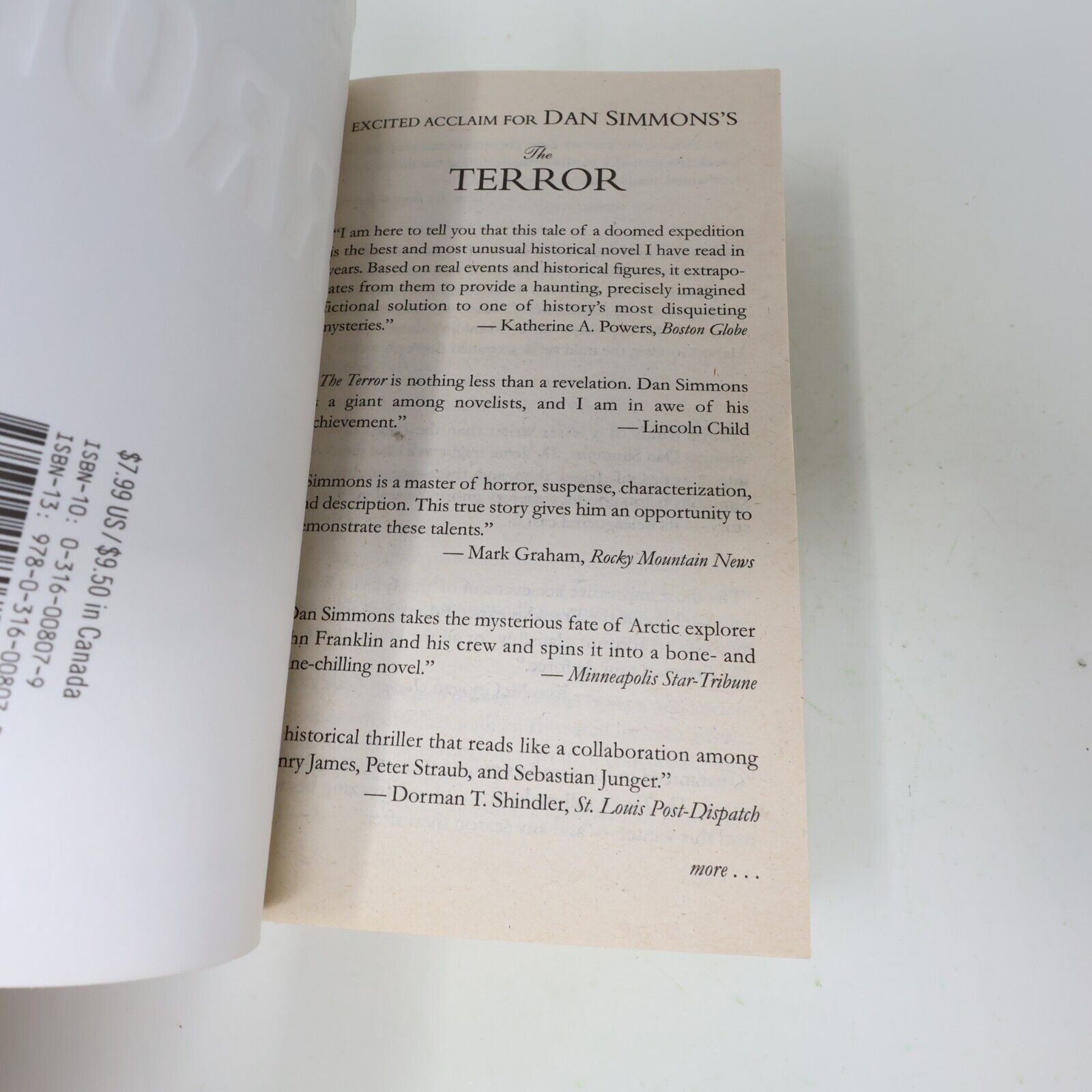 2009 The Terror Dan Simmons Horror Thriller Historical Fiction 1st Print Book PB