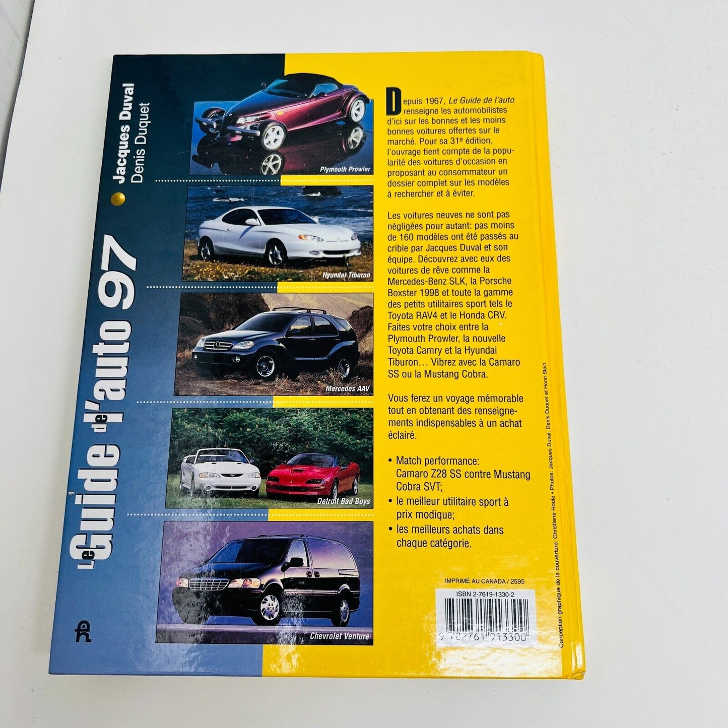 Le Guide de l'Auto 95-96-97 Jacques Duval/Denis Duquet Lot Livres Vintage Chars