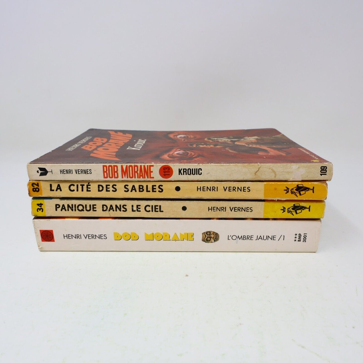 Lot 4 Livres Bob Morane Henri Vernes Marabout/Ananké Ombre Jaune Krouic French