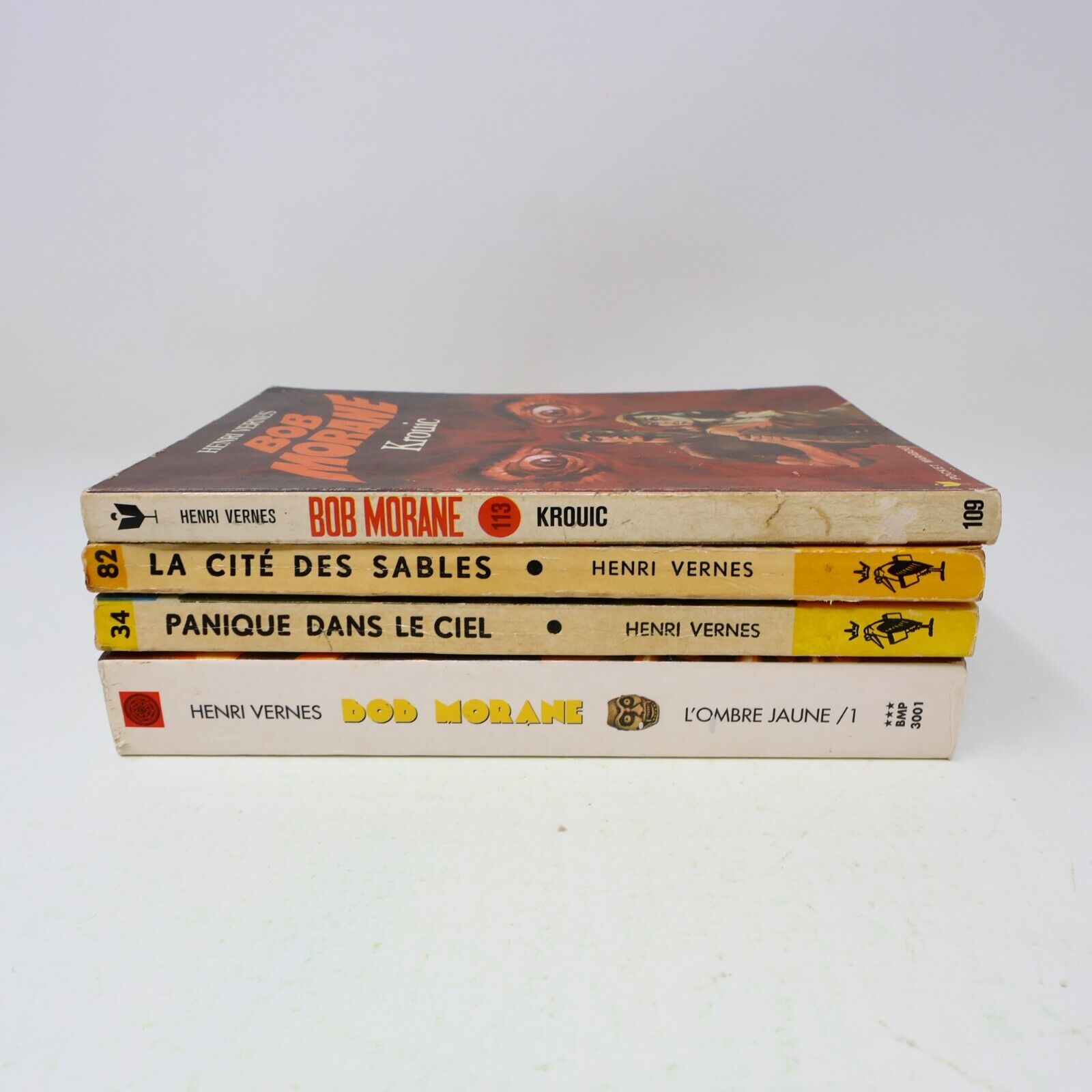 Lot 4 Livres Bob Morane Henri Vernes Marabout/Ananké Ombre Jaune Krouic French
