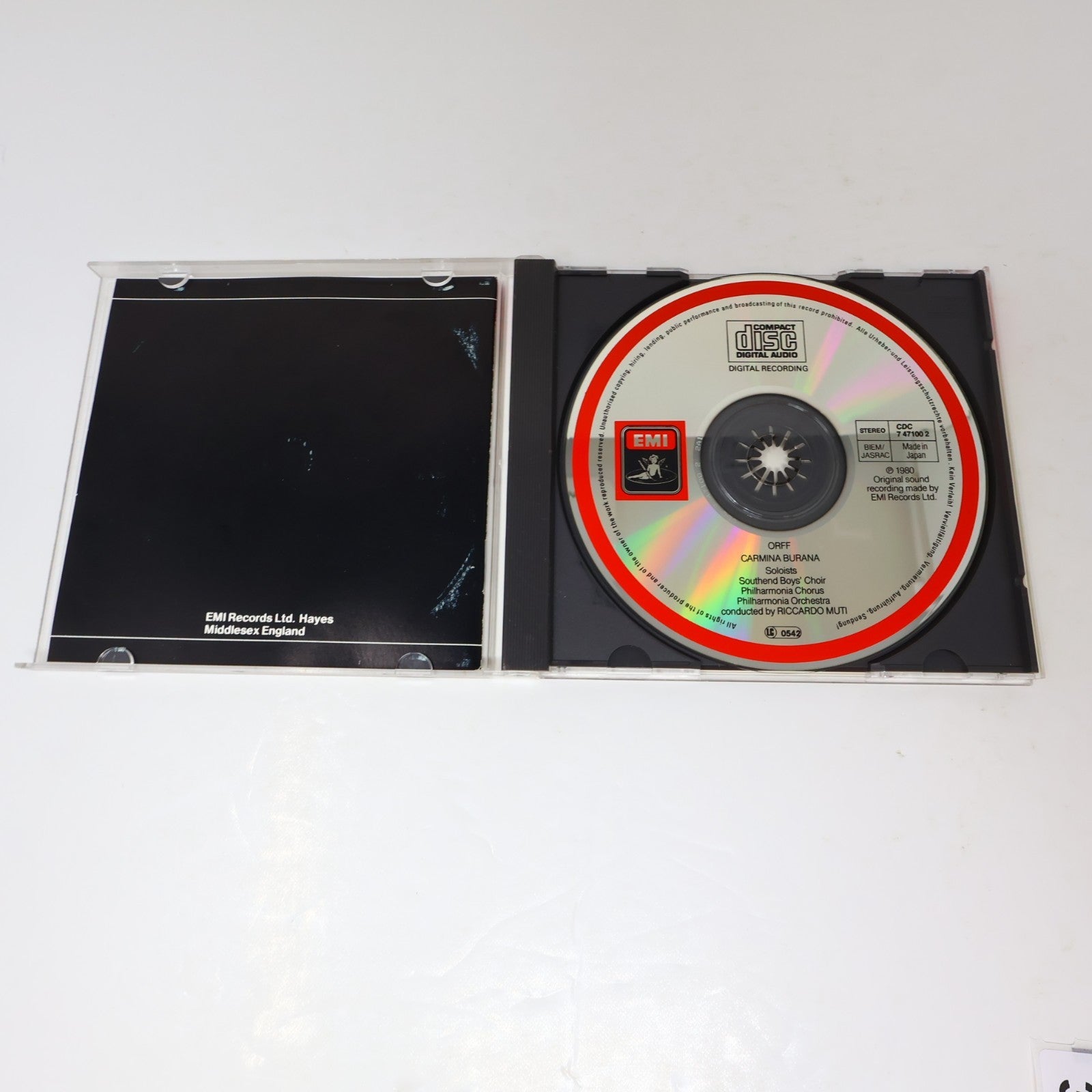 Carmina Burana CD Carl Orff/Riccardo Muti/Jonathan Summers Opera Classical 80s