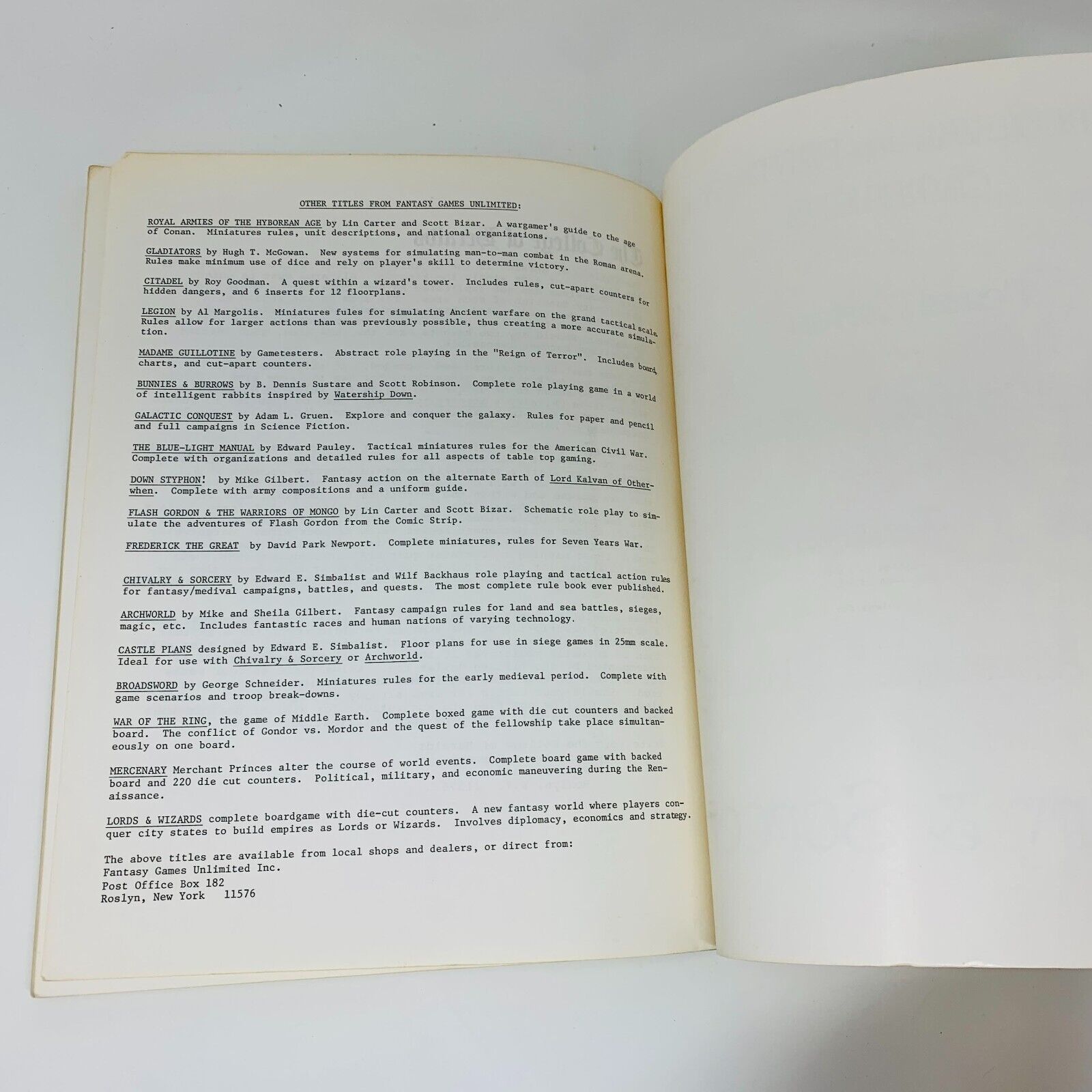 1977 Chivalry & Sorcery Warfare & Wizardry in the Feudal Age RPG FGU Simbalist