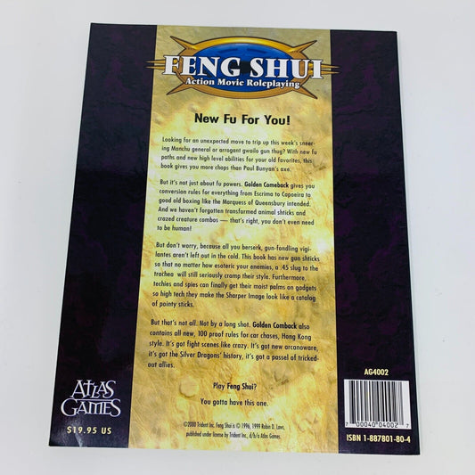 2000 Golden Comeback Feng Shui Players Sourcebook RPG Book Atlas Games AG4002