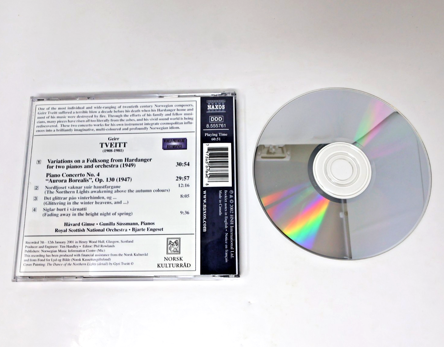 Piano Concerto #4 Aurora Borealis CD Tveitt/Gimse/Sussmann/Engeset/RSNO 2002