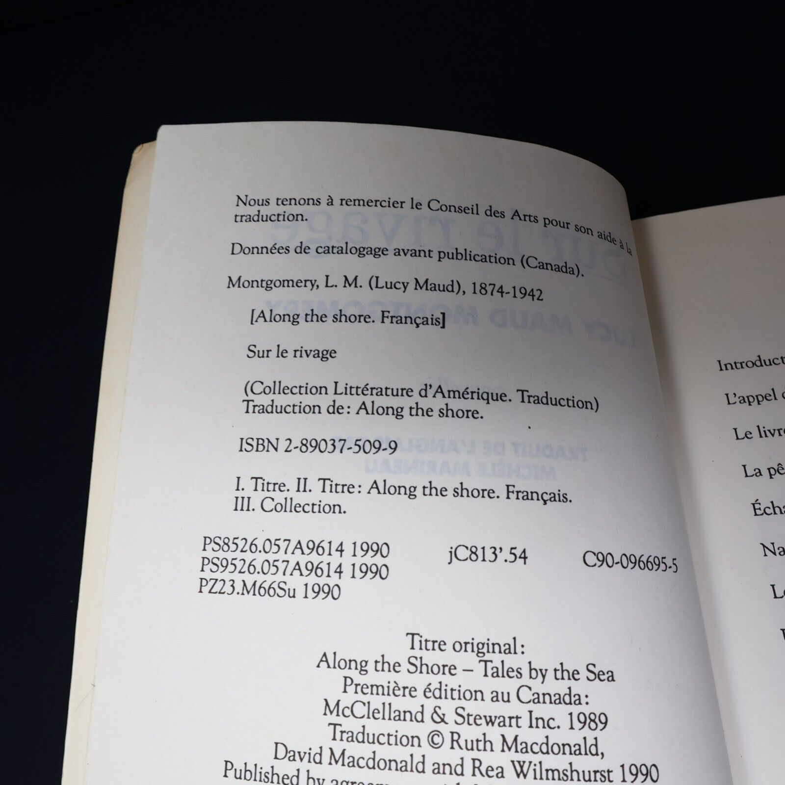 1990 Sur le Rivage de Lucy Maud Montgomery Roman Québec Amérique Français Livre