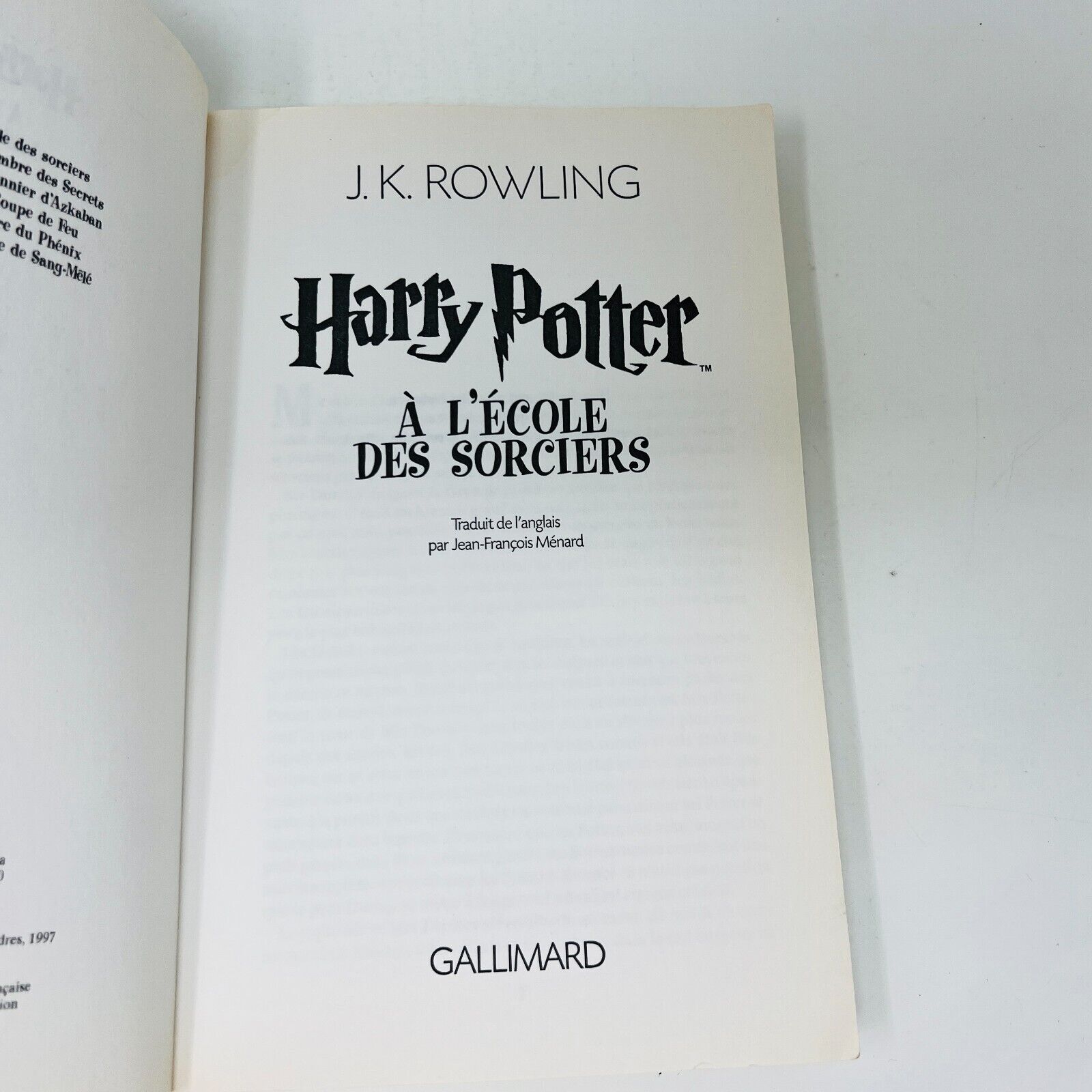 2007 Harry Potter à L'École des Sorciers Gallimard Grand Format Français Rowling