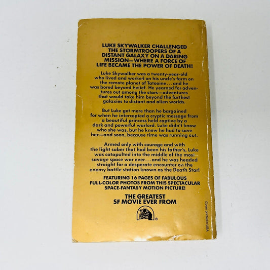 1977 Star Wars by George Lucas Mass Market Paperback Book 6th Print Movie Tie-in
