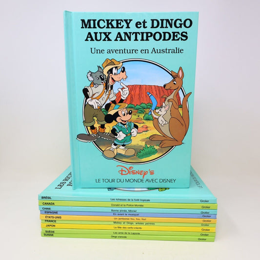 Lot 10 Livres Le Tour du Monde avec Disney Grolier Jeunes Enfants Français 90s