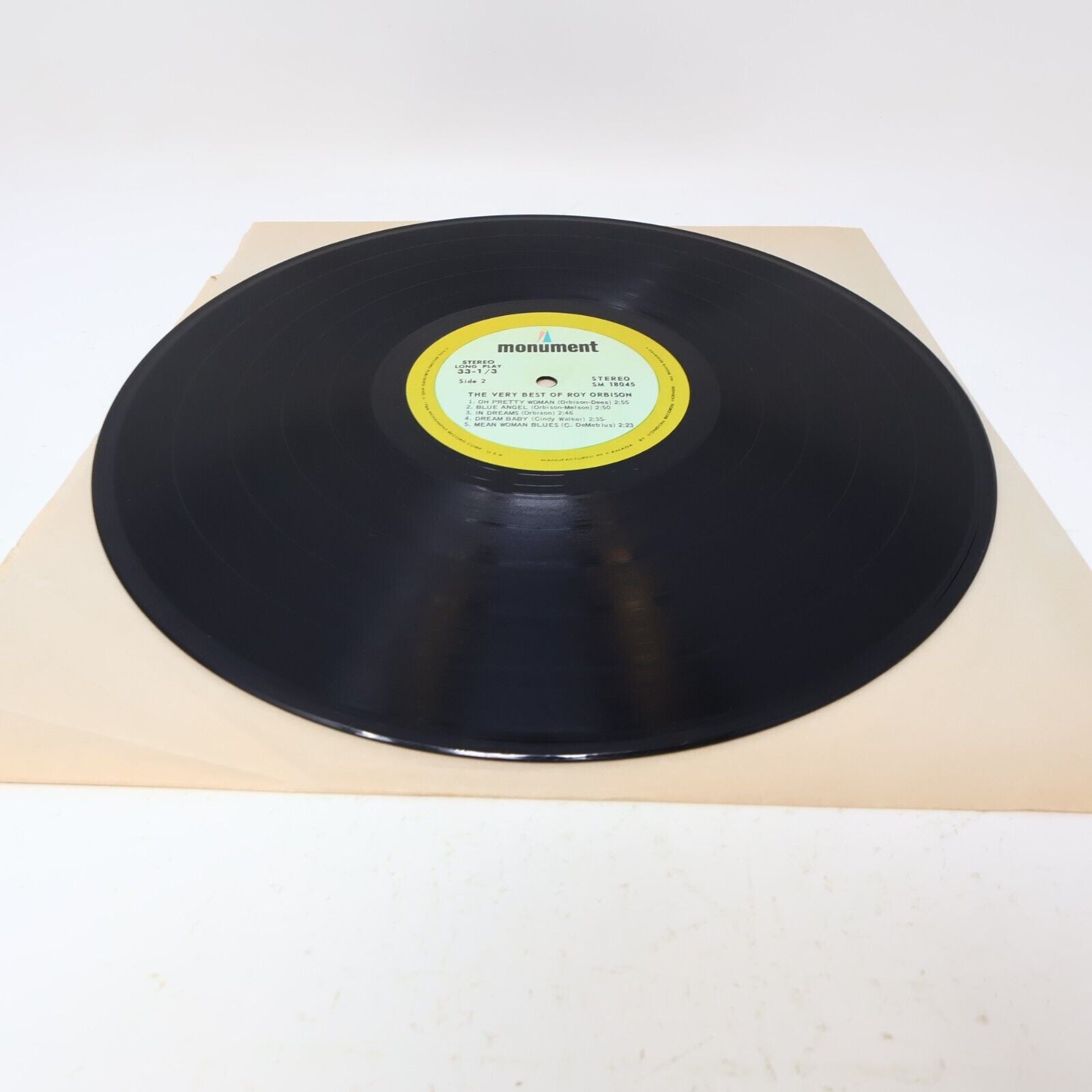 The Very Best Of Roy Orbison LP Record Vinyl Monument SM 18045 Canada 1960s