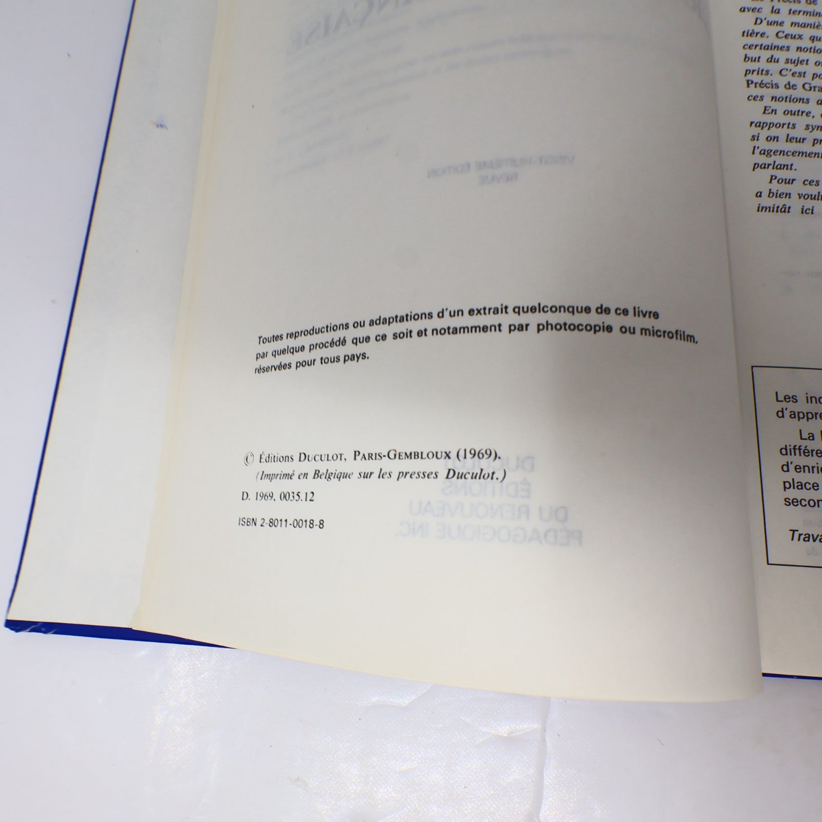 Précis de Grammaire Française Maurice Grevisse 1987 Relié Éducation Langue