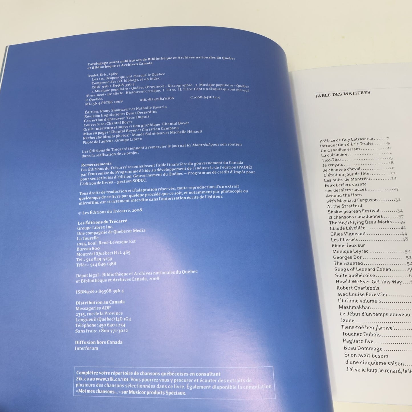 Les 101 Disques qui ont Marqué le Québec Éric Trudel 2008 Trécarré Français PB