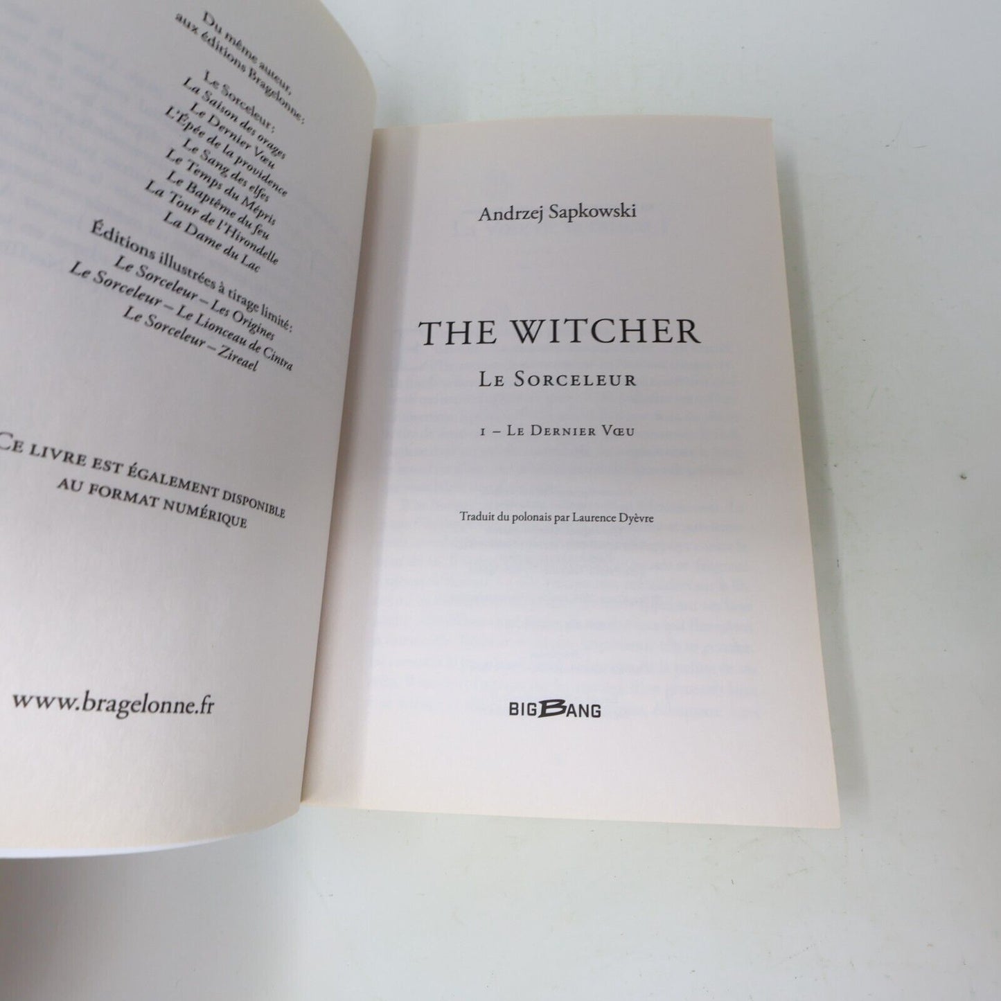 Le Sorceleur #1 Le Dernier Voeu Andrzej Sapkowski The Witcher 2019 Bragelonne PB