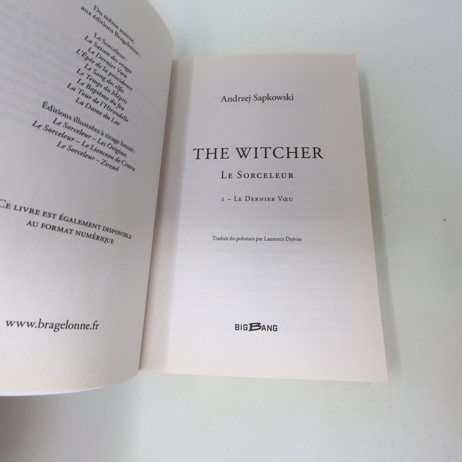 Le Sorceleur #1 Le Dernier Voeu Andrzej Sapkowski The Witcher 2019 Bragelonne PB